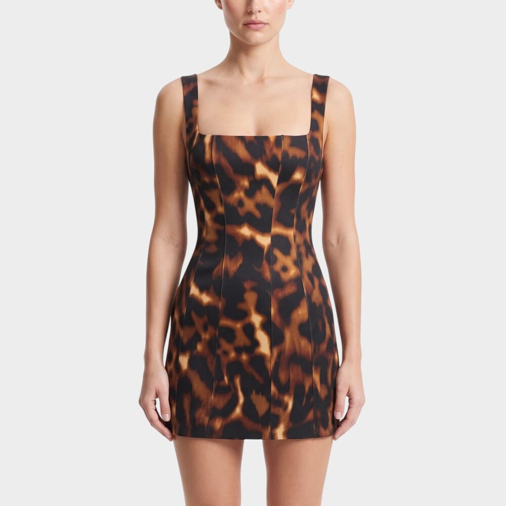 Naked Wardrobe Tortoiseshell Print Mini Dress Small Bodycon Animal Pattern